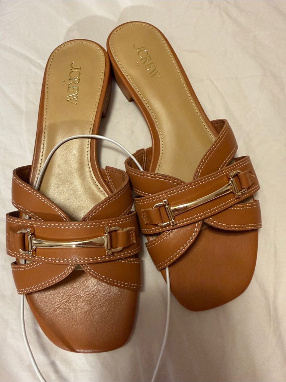 Brand new J. Crew with tag - Tan Leather Slide Sandals with Gold Accent